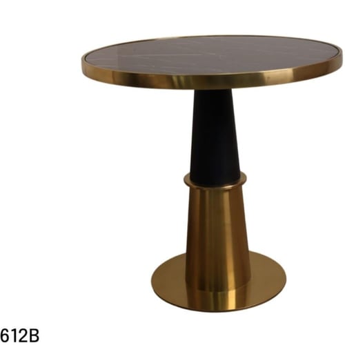 طاولة طعام فاخرة دائرية 80CM قاعدة ستيل ذهبي مع سط...