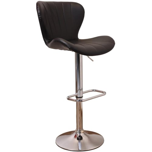 كرسي بار جلد اسود وقاعدة ستيل فضي HC-33BLACK