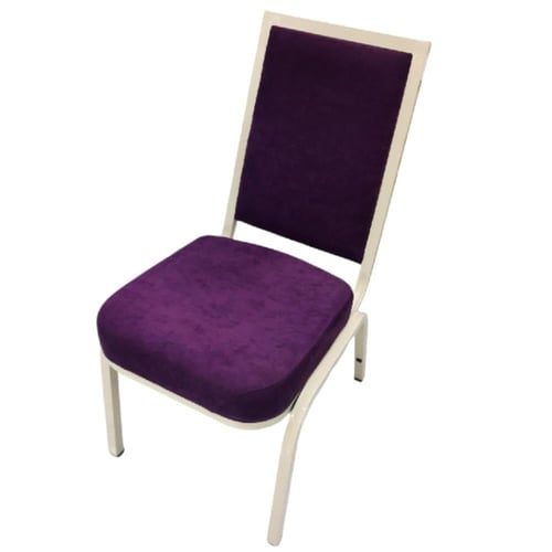 كرسي حفلات ومناسبات حديد بيج مع مقعد وظهر قماش بنف...