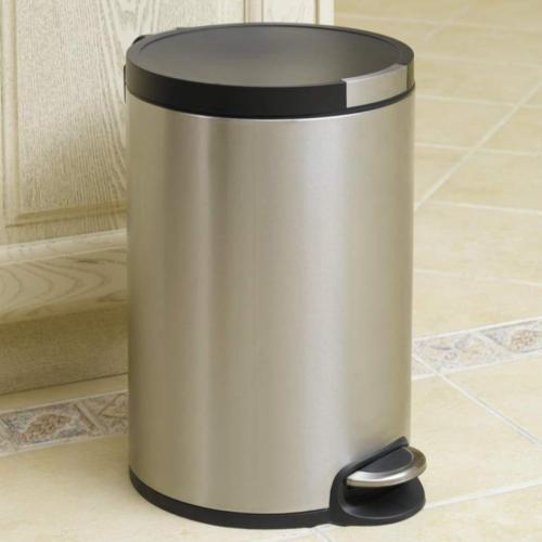 سلة مهملات EKO دائري اسطواني بدعاسة ستيل فضي 30لتر...