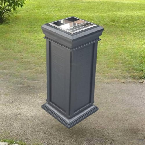 سلة مهملات مع طفاية سجائر ستيل لون اسود وذهبي GWD1...