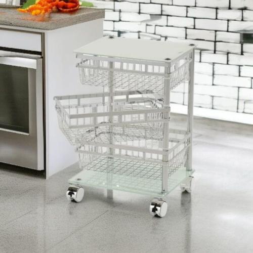 عربة اكسسوارات ولوازم الشعر 3 ارفف شبكة سلة ستيل و...