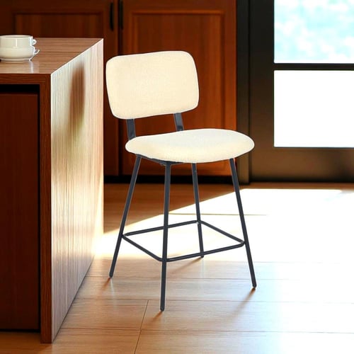 كرسي بار طعام وكافية قماش بوكلية بيج فاتح بقاعدة ح...