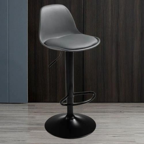 كرسي بار فايبر رمادي مع مقعد جلد رمادي وقاعدة ستيل...