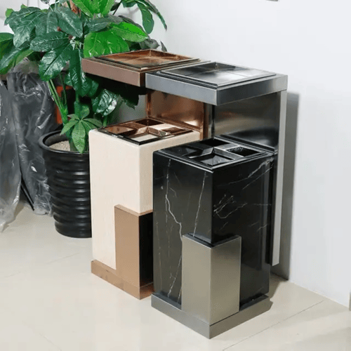 طفاية سجائر رخام اسود مع ستيل اسود GWD1173B