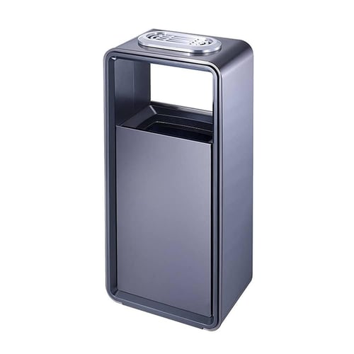 سلة مهملات مع طفاية سجائر ستيل لون اسود وذهبي GWD1...