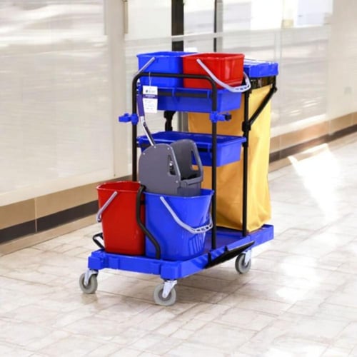 عربية نظافة كبير بلاستيك بيد للدفع GWD769BLUE