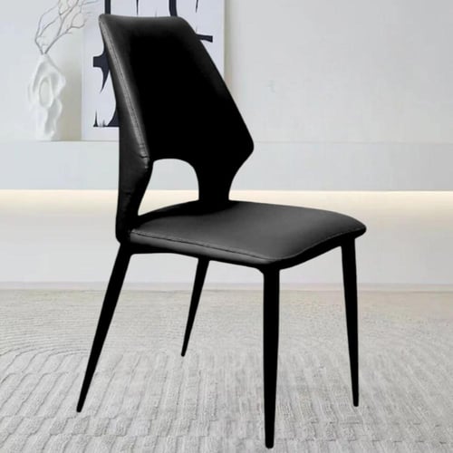 كرسي طعام جلد اسود وقاعدة ارجل حديد GWD1506BLACK