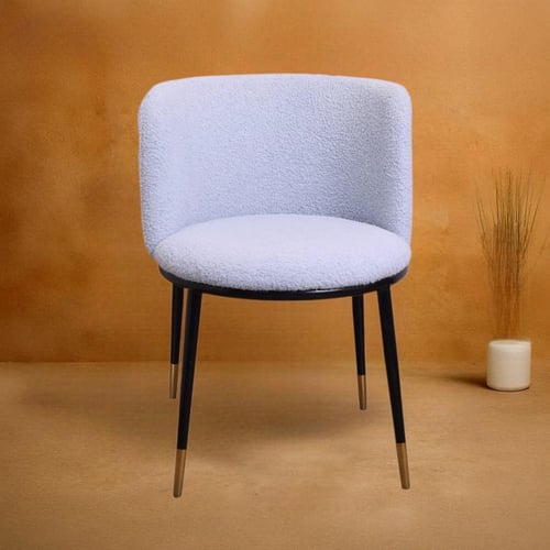 كرسي طعام وكافية قماش ازرق فاتح وقاعدة ارجل حديد ا...