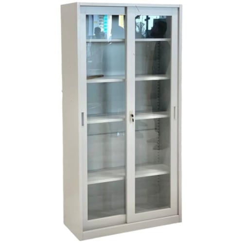 دولاب ملفات مكتبي حديد 2ابواب سحاب زجاجية بيج GT-3