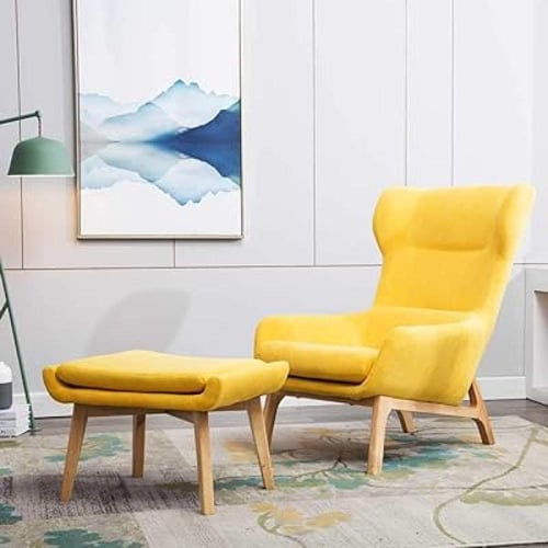 كرسي كافية وضيافة واسترخاء قماش اصفر GWD1378YELLOW