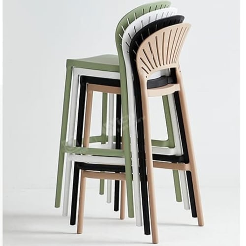 كرسي بار فايبر اخضر بقاعدة ثابتة 6117GREEN