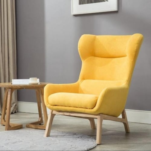 كرسي كافية وضيافة واسترخاء قماش اصفر GWD1378YELLOW