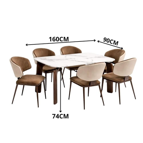 طقم طاولة طعام 6 كراسي رخام ملكي AL-26-6COFFEE