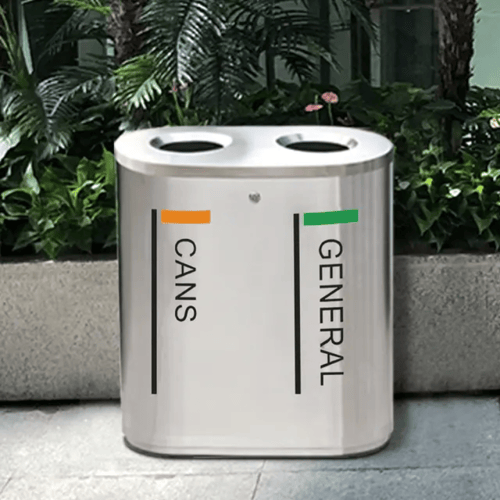 سلة مهملات خارجية ستانلس ستيل فتحتين GWD1347