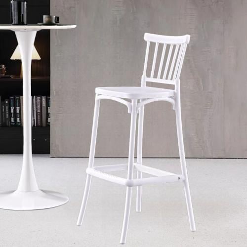 كرسي بار فايبر ابيض بقاعدة ثابتة 6162WHITE