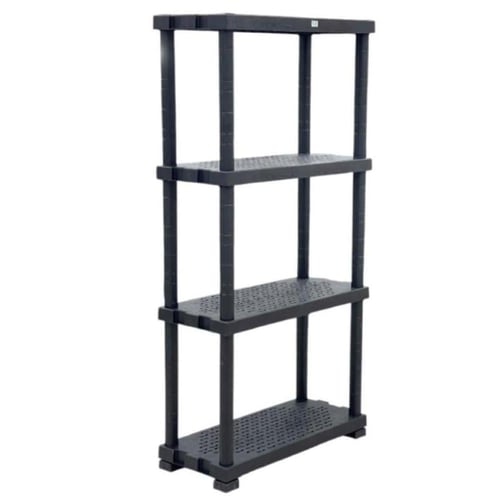 رفوف تخزين وتنظيم بلاستيك 4 ادوار لون رمادي مقاس 4...