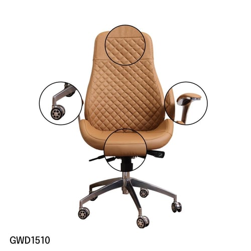 كرسي مكتبي جلد لون بني برتقالي موديل رقم GWD1510OR...