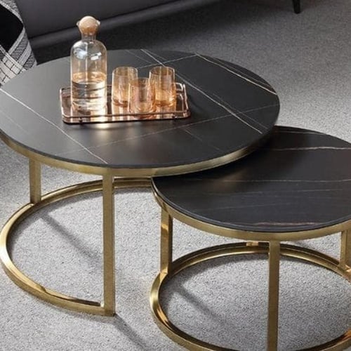 طقم طاولة ضيافة للقهوة فاخرة دائرية 80CM-60CM سطح...