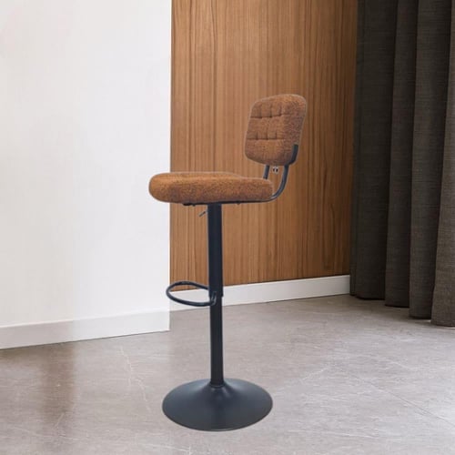 كرسي بار قماش بوكلية برتقالي و قاعدة هيدروليك اسود