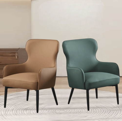 كرسي جلد بني كبير لغرف المعيشة مفرد بقواعد حديد مو...