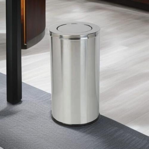 سلة مهملات خارجية دائري اسطواني فتحه مروحة ستيل فض...