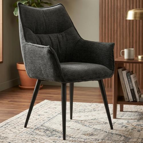 كرسي طعام و كافيه قطيفي اللون اسود ZH032BLACK