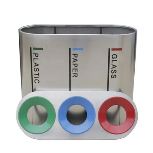 سلة مهملات خارجية ستانلس ستيل 3 فتحات GWD1346