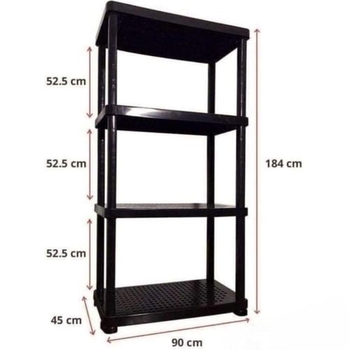 رفوف تخزين وتنظيم بلاستيك 4 ادوار لون رمادي مقاس 4...