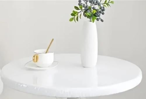 سطح طاولة رخام صناعي تروسال ابيض سادة دائري 50CM س...