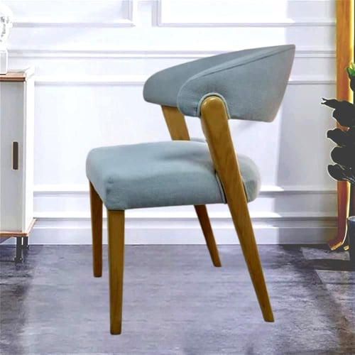 كرسي طعام خشب مع مقعد قماش لون رصاصي