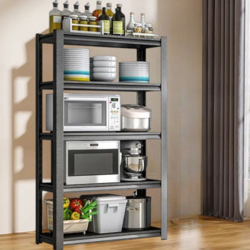 رفوف تخزين خشبية مع هيكل معدني لتحمل الاوزان 5ادوا...