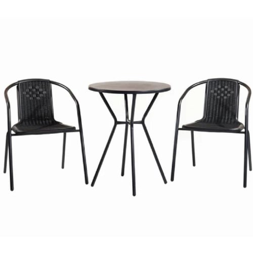 طقم طاولة طعام خارجي 60CM و 2 كراسي حديد مع بلاستي...