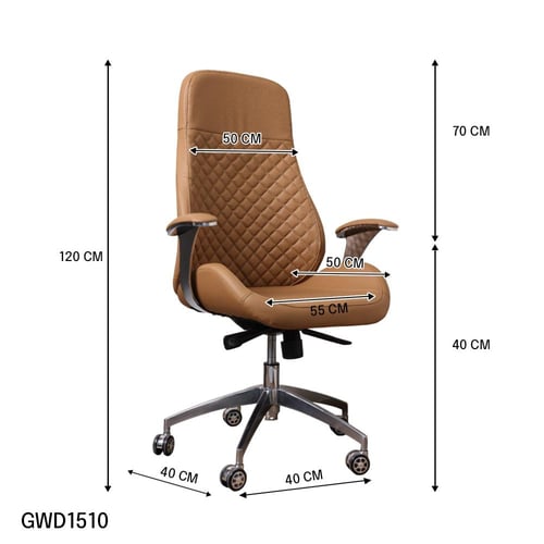 كرسي مكتبي جلد لون بني برتقالي موديل رقم GWD1510OR...