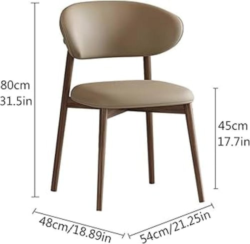 كرسي طعام خشب مع مقعد وظهر جلد بيج GWD1590BEIGE