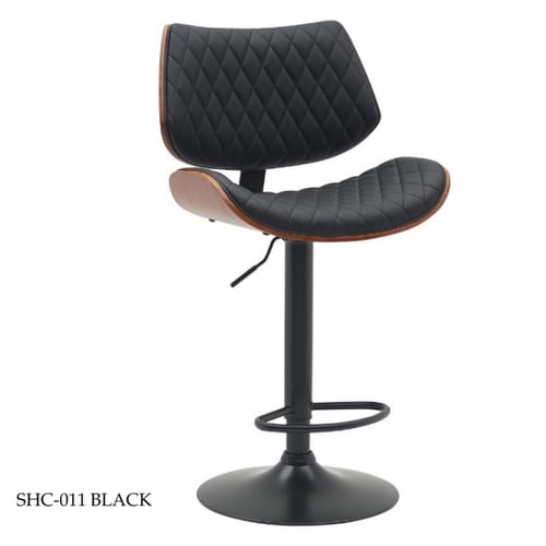 كرسي بار خشب مع جلد اسود قاعدة هيدروليك اسود SHC-0...