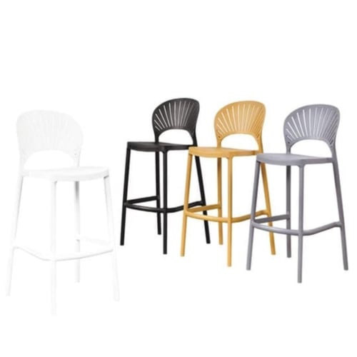 كرسي بار فايبر ابيض بقاعدة ثابتة 6117WHITE