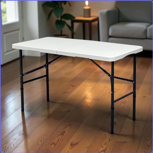طاولة طعام قابلة للطي باللون الابيض مقاس 180x60 سم