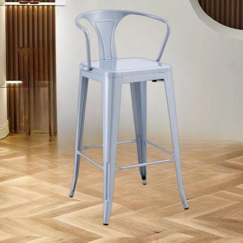 كرسي بار حديد ثابت رصاصي بظهر قصير M-504GRAY