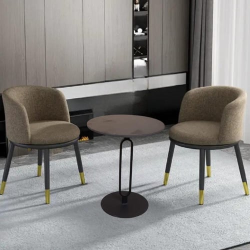 طاولة ضيافة للقهوة فاخرة دائرية 30سم سطح رخام وقاع...