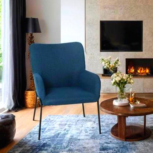 كرسي كافية وضيافة واسترخاء قماش ازرق غامق ZH-8038