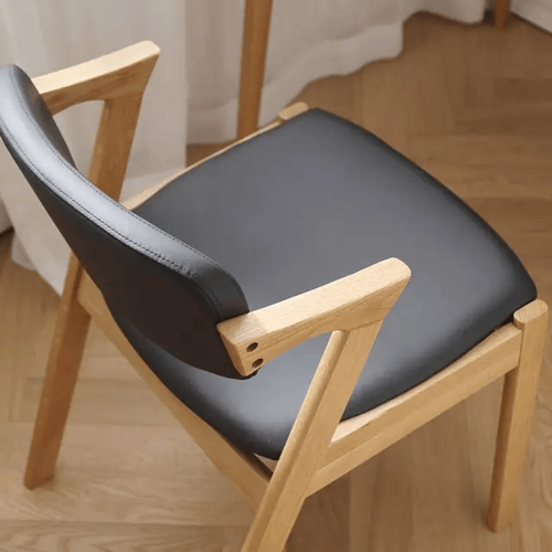 كرسي كافيه خشبي مع جلد اسود DY-0023