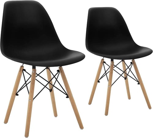 طقم طاولة طعام دائرية 60CM خشب اسود و 2 كراسي فايب...