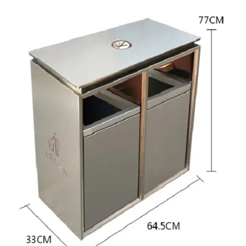 سلة مهملات خارجية ستانلس ستيل فتحتين GWD1145S