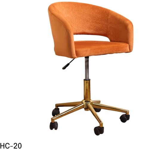 كرسي متحرك قماش قطيفة برتقالي مع قاعدة هيدروليك ست...