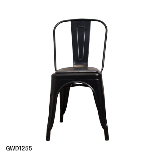 كرسي طعام وكافية حديد اسود مع مقعد جلد رمادي GWD12...