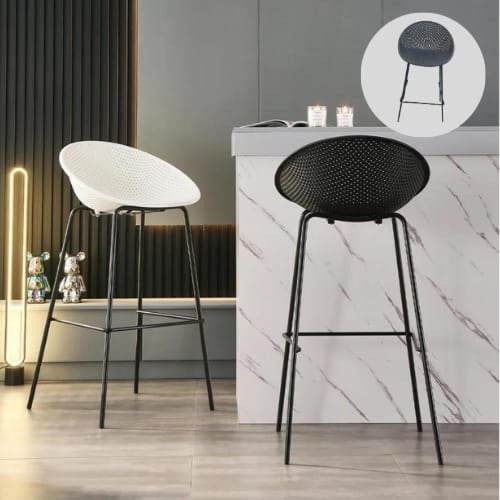 كرسي بار فايبر اسود وقاعدة ارجل حديد لون اسود IEAS...