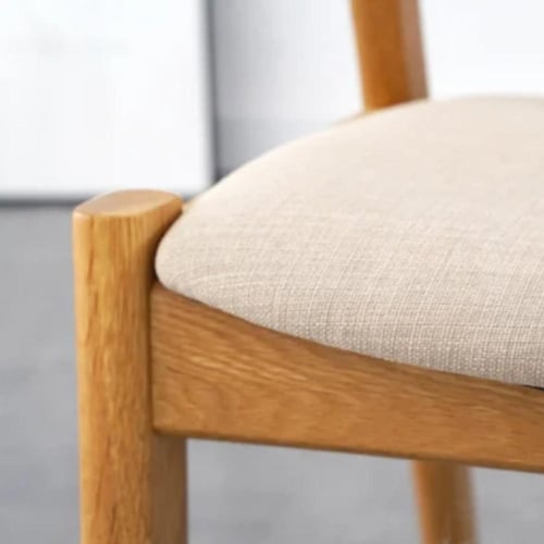 كرسي طعام وكافية حديد مع مقعد وظهر قماش بيج T3BEIG...