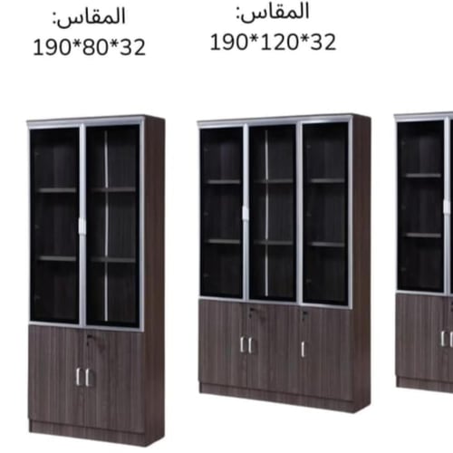 دولاب خشب 3 ابواب قزاز مع 3 ابواب خشب متعدد الاستخ...