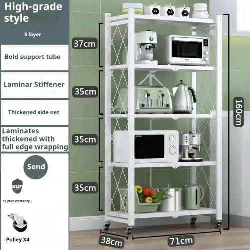 رفوف تخزين وتنظيم حديد قابلة للطي 5 ادوار لون ابيض...